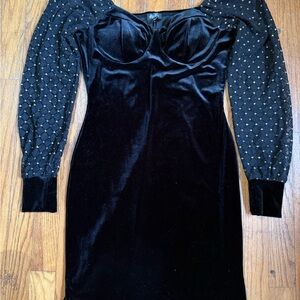 Lily Rose Black Velvet Dress with Gold Details